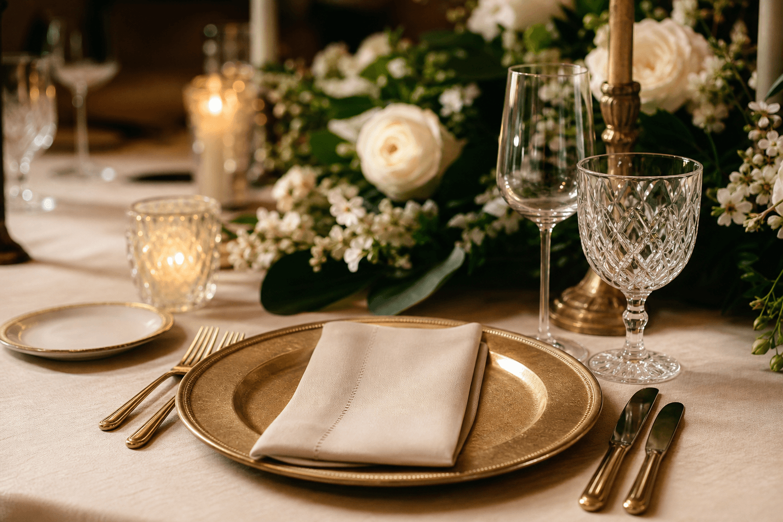 Stemware and place setting on the clubhouse veranda