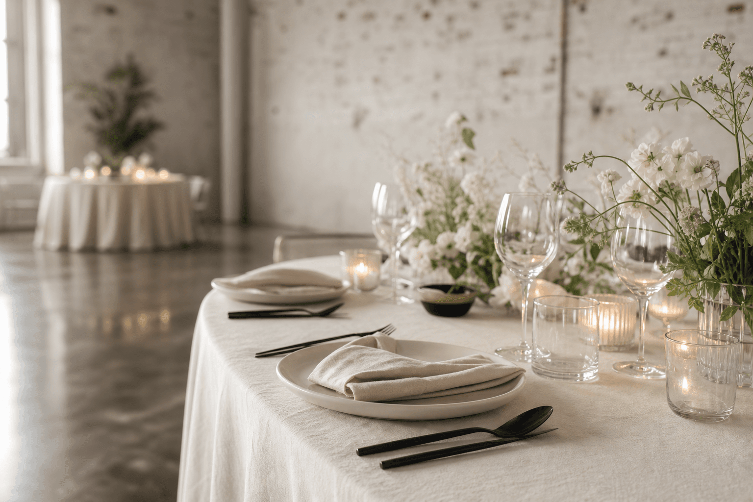 Place setting and steel detail on the Mezzanine
