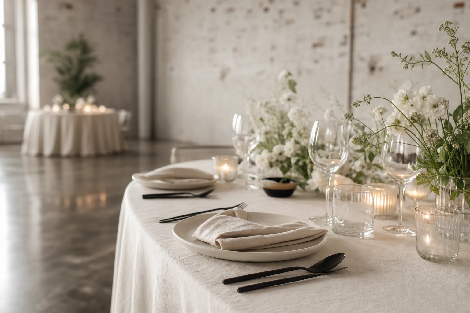 Place setting and steel detail on the Mezzanine